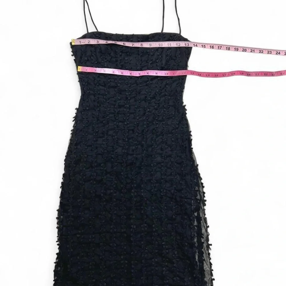 Betsey Johnson Black Textured Midi Slip Dress - Picture 5 of 7